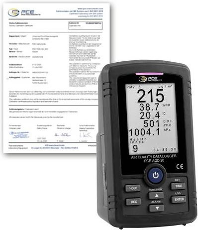 PCE Instruments Feinstaub-Messgerät PCE-AQD 20-ICA in Schwarz zur Messung von CO2, Feinstaub, Luftdruck, Luftfeuchtigkeit und Luftpartikeln - Bild 1