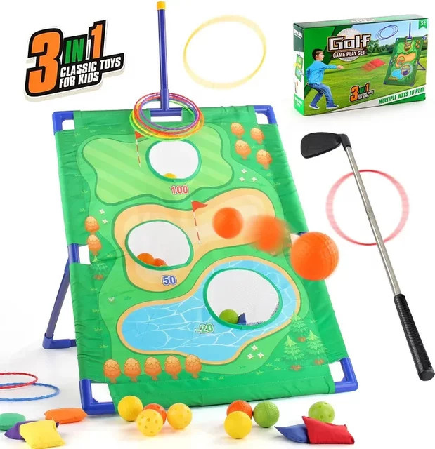CONUSEA 3-in-1 Kinder-Golfspiel Fußball, Indoor-Spiele, Wurf-Sandsack-Spiel, Sportspielzeug - Bild 1