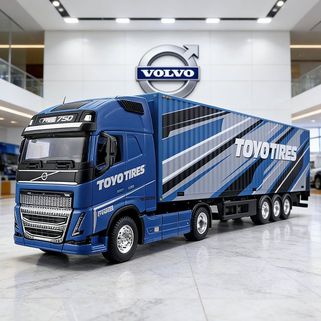 Bburago Volvo FH16 Globetrotter 750 XXL Anhänger, Automodell, 1:43, Blau - Bild 1