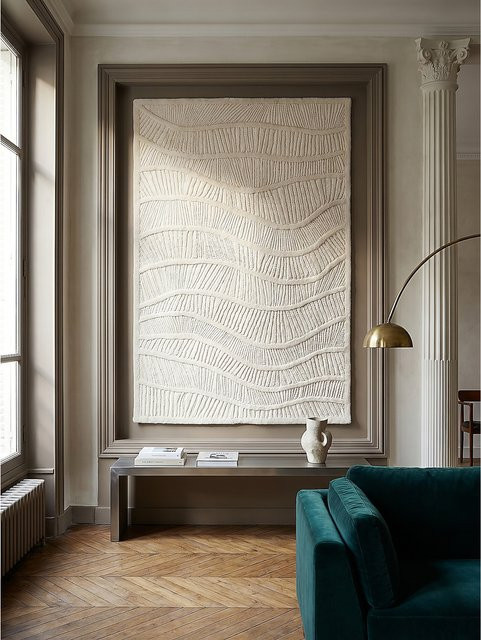 Wollteppich CARVE von Kadima Design in Cremeweiß mit Hoch-Tief-Effekt, B/T: 200 x 290 cm - Bild 1