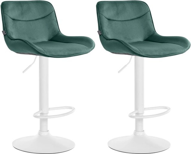 DELUKE 2er Set Barhocker RAGAD, höhenverstellbare Barstühle aus Samt in Grün und Weiß, drehbar mit Lehne, B/T/H: 49 x 51 x 85 cm - Bild 1