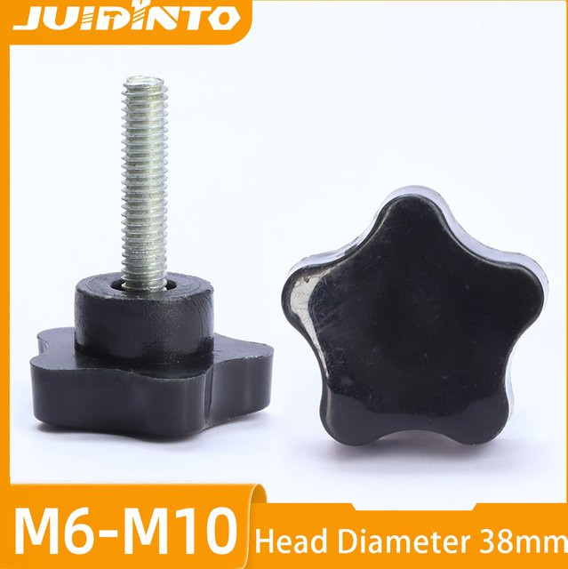JUIDINTO Fünf-Sterne-Rändelschraube mit Torx-Antrieb als Klemmknopf und Maschinenschraube in Schwarz - Bild 1