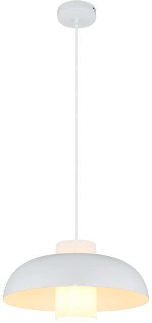 GLOBO Pendelleuchte LOWE in Weiß matt, moderne Metall-Glas-Leuchte für Essbereiche, Küchen und Flure, E27, Höhe: 120 cm, Durchmesser: 38 cm - Bild 1