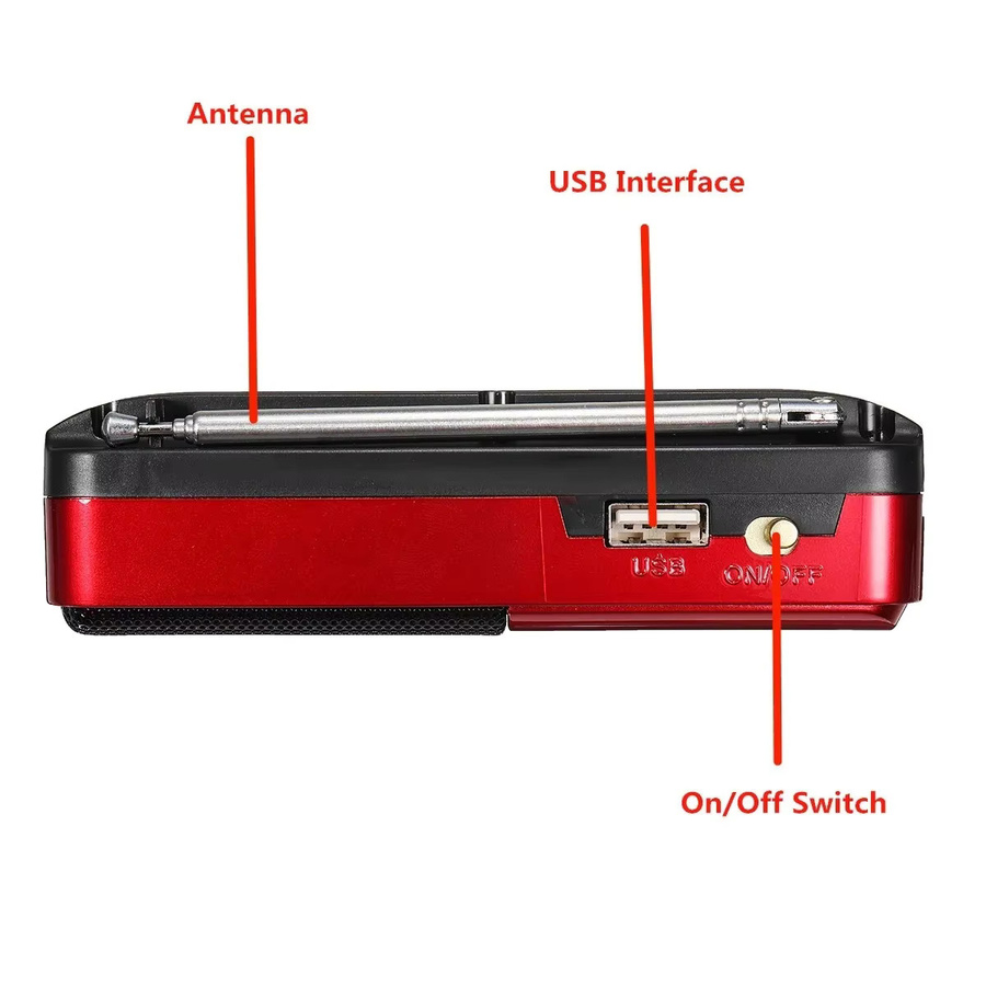 STONEGO Tragbares Mini-Radio in Rot mit FM, USB, TF und MP3-Player als kompakter Lautsprecher für Reisen und Outdoor - Bild 5