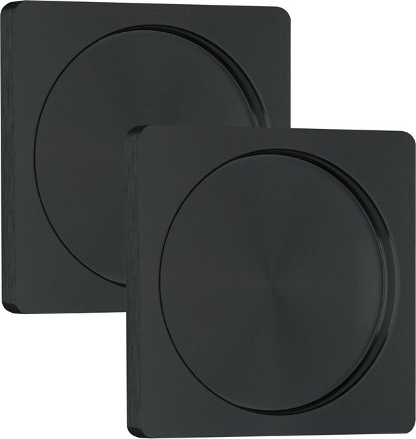 Loft+Mehr Griffmuschelpaar Quadrat und Rund zum Kleben, Schwarz Matt, B/B: 6,5 x 6,5 cm - Bild 1