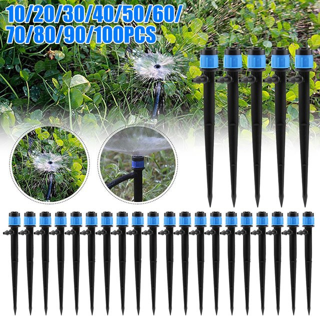 360 Grad Rotations Sprinkler Set mit Tropfern für Garten und Landwirtschaft, Schwarz, 10 bis 40 Stück, passend für 1/4 Zoll Schlauch - Bild 1