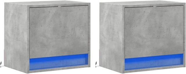 vidaXL Wand-Nachttische mit integrierter LED-Beleuchtung, 2er-Set, Betongrau - Bild 1