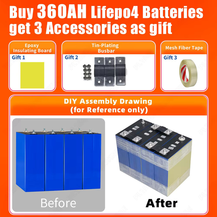 Fullfutura LiFePO4 Akku 3,2V 360Ah Grade A Lithium-Eisenphosphat-Zellen für DIY 12V 24V 48V Systeme in Blau - Bild 5