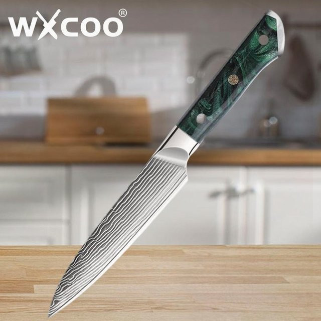 WXCOO Profi Kochmesser aus silberfarbenem Damaststahl, handgeschmiedetes japanisches Küchenmesser für Fleisch, Gemüse und Obst - Bild 1