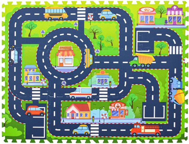 LittleTom Straßen Puzzlematte 12-teiliges Set Spielstraße EVA-Schaumstoff - Bild 1