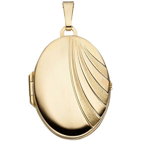 Colfem Medaillon Anhänger, oval, 333 Gelbgold, matt, Unisex - Bild 1