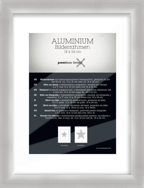 Premium Living Bilderrahmen aus Aluminium in Silber, Rechteckig, B/H: 18 x 24 cm - Bild 1