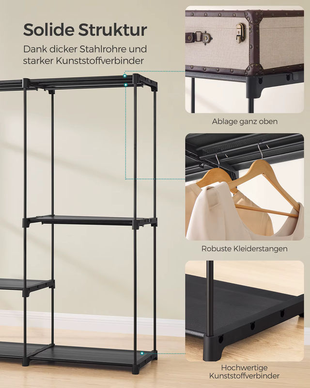 SONGMICS Kleiderständer mit durchgehender Kleiderstange und 5 Hängefächern in Beige, modern und matt - Bild 5
