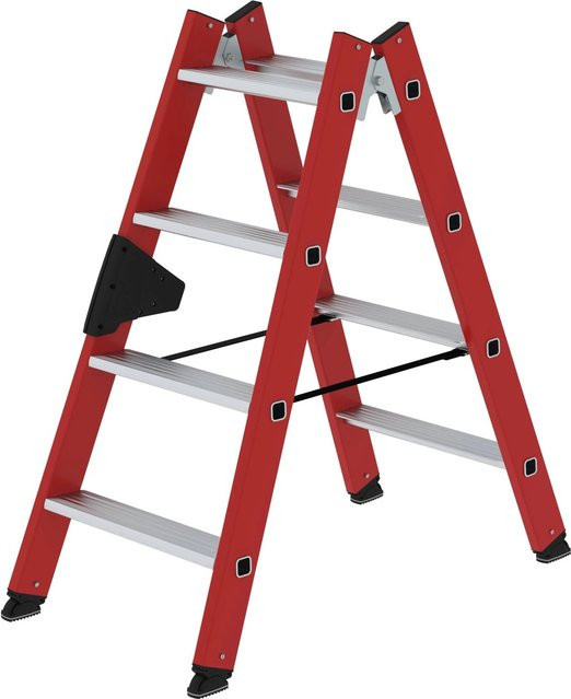 PROREGAL Stufen-Stehleiter beidseitig begehbar aus GFK und Alu mit 2 x 4 Stufen - Bild 1