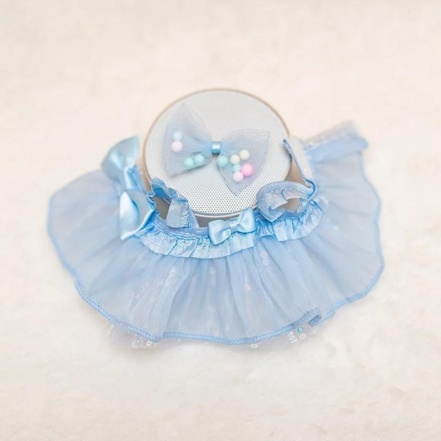 Kidsly Schleife Pailletten Gaze Kleid, Puppen Outfit Zubehör, blau, ab 14 Jahren - Bild 1