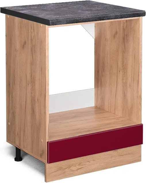 Vicco Herdbauschrank R-Line Bordeaux Hochglanz Anthrazit und Goldkraft Eiche 60 cm - Bild 1