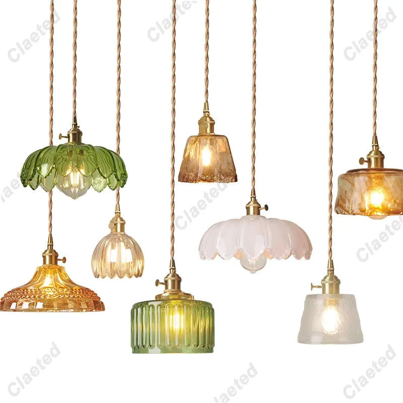 Claeted Lumina Ria LED Pendelleuchte aus Glas und Kupfer in Grün, Weiß oder Bernstein für Wohnzimmer und Schlafzimmer - Bild 2