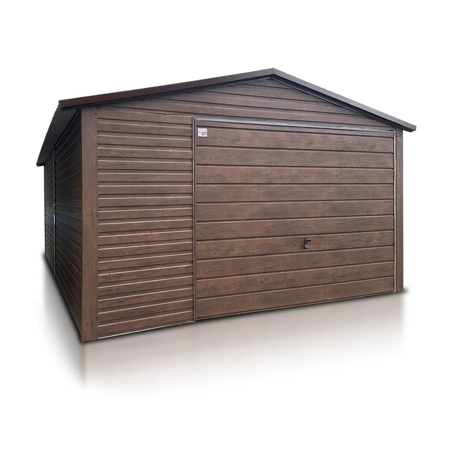Liderstal Einzelgarage Standard aus Trapezprofilblech mit Satteldach und Schwingtor in Walnuss Dunkel, B: 400 cm, H: 260 cm, T: 600 cm - Bild 2