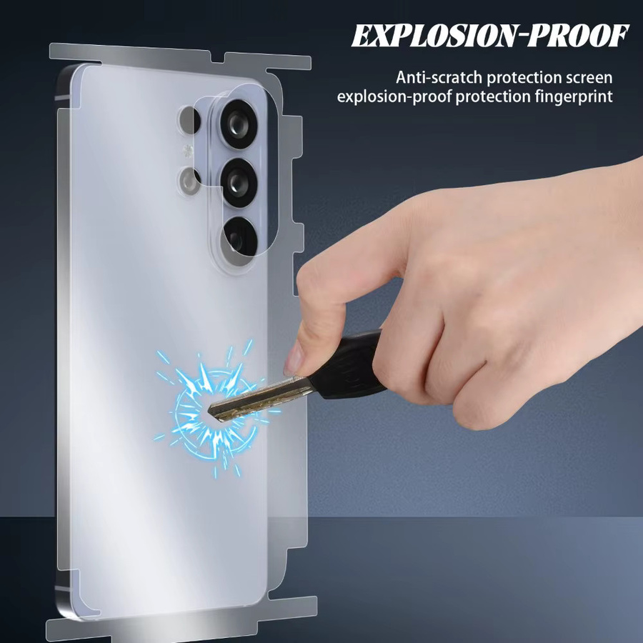 Samsung Galaxy S26 Ultra Plus Hydrogel-Schutzfolie für die Rückseite mit Rand-Aufklebern, Transparent, 1-5 Sets - Bild 2