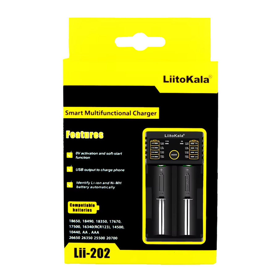 LiitoKala Smart-Ladegerät für 18650 21700 26650 Li-Ion LiFePO4 Ni-MH AA AAA Akkus in Schwarz - Bild 4