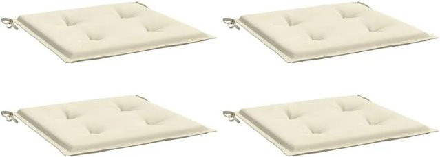 vidaXL Gartenstuhl-Kissen Set 4 Stück in Creme, wasserabweisendes und atmungsaktives Oxford-Gewebe, B/B/H: 40 x 40 x 4 cm - Bild 1
