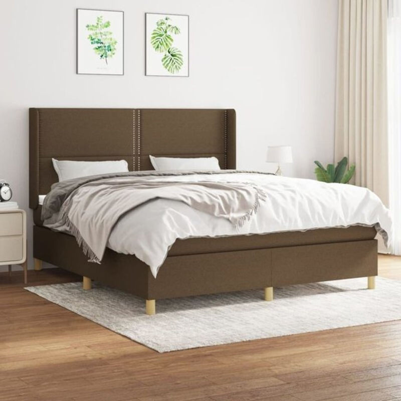 Vidaxl Boxspringbett mit Matratze aus Stoff und Massivholz in Braun, B/T/H: 180 x 200 x 128 cm - Bild 1