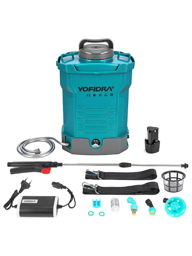 YOFIDRA Elektrischer Rucksacksprüher in Türkis mit 10 l Kapazität und Akkubetrieb für die Gartenbewässerung - Bild 6