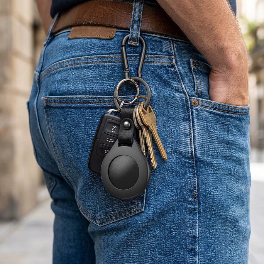 CHIICSMART Leder-Metall-Schutzhülle für Apple AirTags als Anti-Kollisions-Schlüsselanhänger für dich - Bild 3