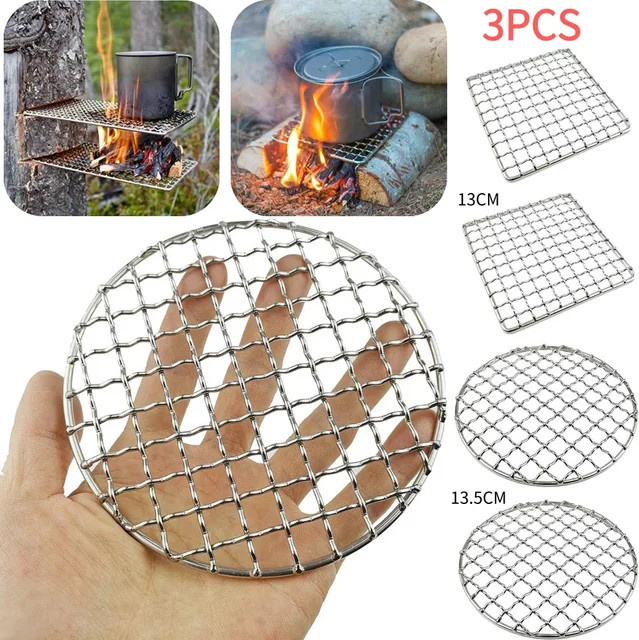 Alloet Edelstahl Camping Grill Rost Mesh Pads in Silber für Outdoor-Aktivitäten und Picknick - Bild 1