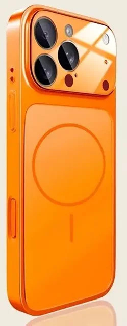 Luxuriöse matte Acryl-Handyhülle mit magnetischer Stoßstangen-Rückseite für iPhone 11 bis iPhone 17 Pro Max in Gold und Orange - Bild 1