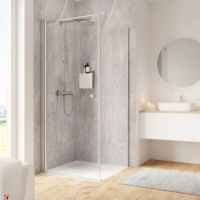 Schulte Dusche Drehtür mit Seitenwand Garant 2.0 Alunatur Links, H x B x T: 200 x 90 x 90 cm - Bild 1