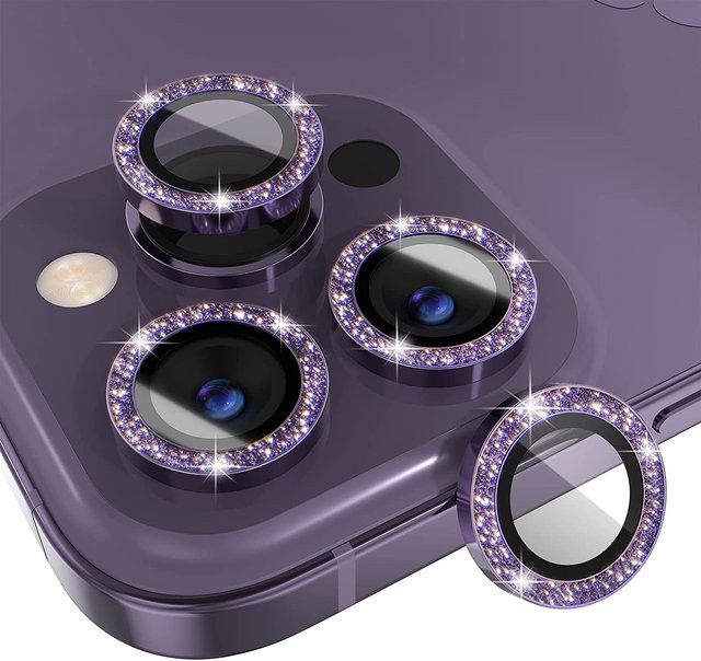 Glitzernde Diamant Kameraobjektivschutz Abdeckung für Apple iPhone in Purple - Bild 1