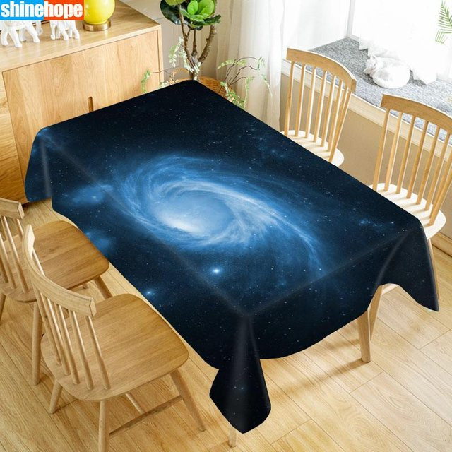 Wasserdichte und ölbeständige Galaxie Tischdecke von shinehope in Blau, rechteckig, Polyester - Bild 1