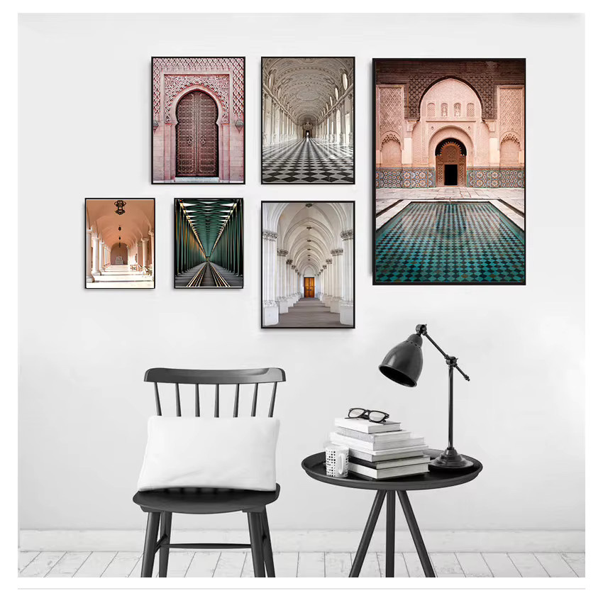 Leinwandbild Potdemiel Weltberühmte Architektur Kunstbild im modernen nordischen Stil mit Marokkanischer Tür als Vintage Fotografie in Mehrfarbig - Bild 2