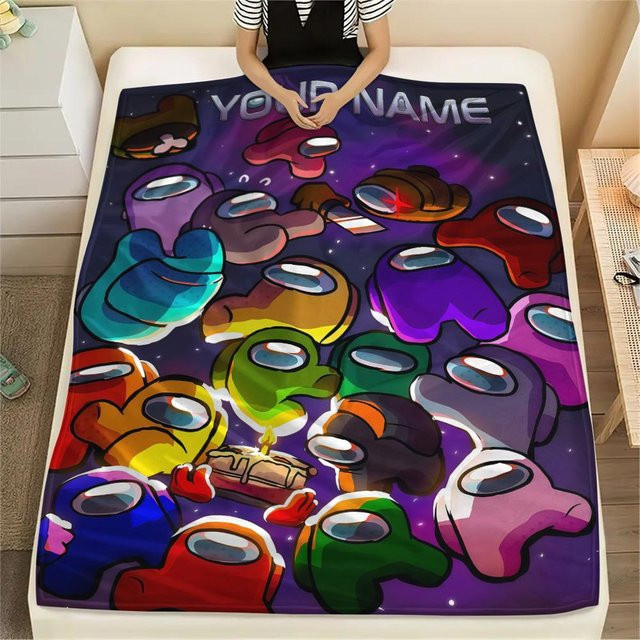 Individuelle Flanell Decke mit Among Us Muster von UI LOOL in Schwarz und Multicolour, B/B: 80 x 120 cm - Bild 1