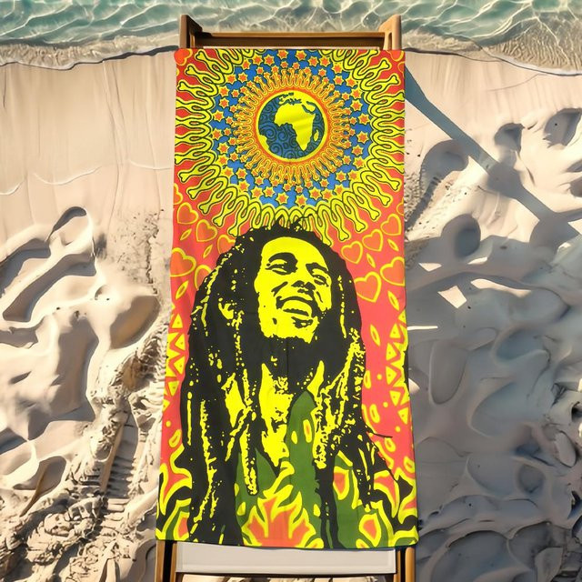 JMG Household Supplies Bob Marley Strandtuch aus Mikrofaser, Mehrfarbig, B/H: 80 x 160 cm - Bild 1