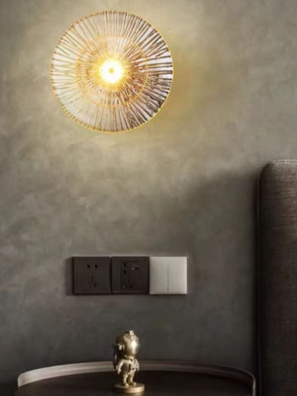 Claeted Lausanne Moderne Wandleuchte aus Glas in Gold und Transparent für Wohnzimmer, Schlafzimmer und Flur - Bild 6