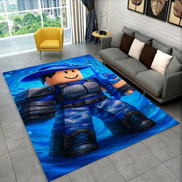 YunhengTechnology Cartoon R-Robloxs Gamer Teppich für Kinder, blau, B/T: 60 x 40 cm - Bild 1