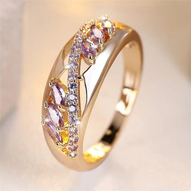 Bamos Ring, Kupfer, Gold, Zirkonia, lila, Damen - Bild 1
