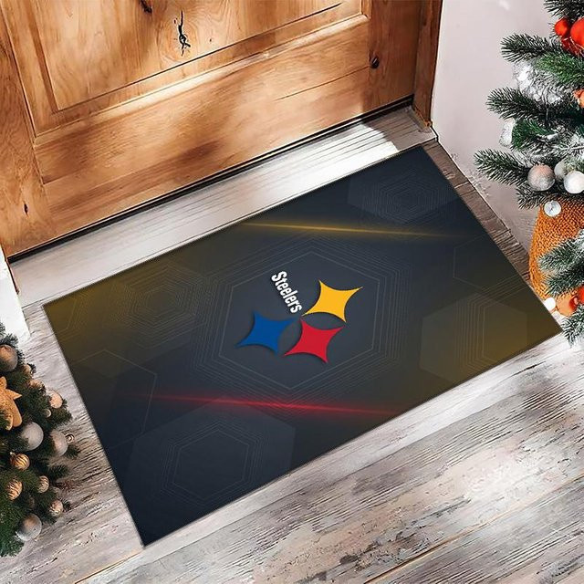 Pittsburgh Steelers Kristall Samt Teppich SoftVibe B, Schwarz, B: 60 cm, T: 40 cm - Bild 1