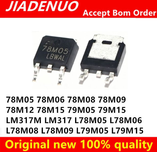 JIADENUO Spannungsregler Set 10 Stück in Schwarz, TO-252 Gehäuse, Kompatibel mit 78M05 78M06 78M09 78M12 78M08 78M15 79M05 79M15 LM317M LM317 L78M05 L78M06 L78M08 L78M09 L79M05 L79M15 - Bild 1