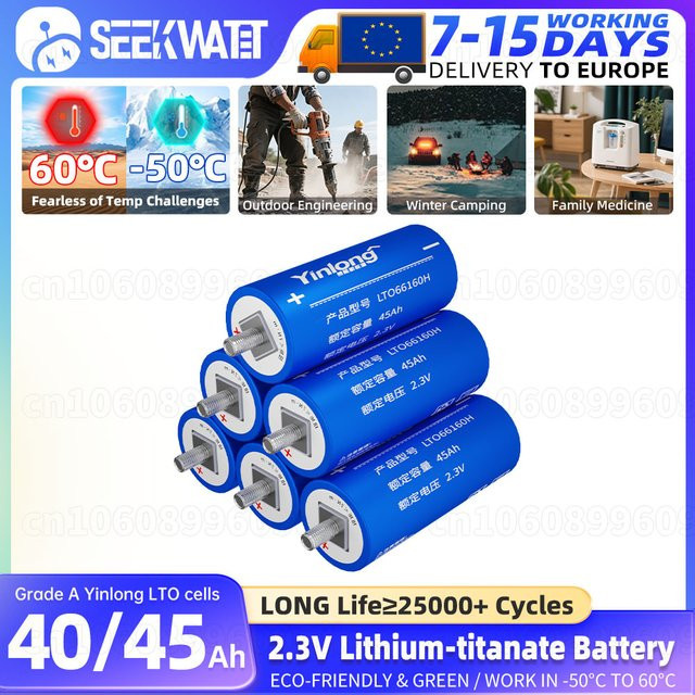 Seekwatt Lithium-Titanat-Batterie LTO 66160 Klasse A, 2,3V 40Ah 45Ah, wiederaufladbare Hochleistungszellen 10C für DIY 12V 24V Auto-Audio und Golfcarts, Blau - Bild 1