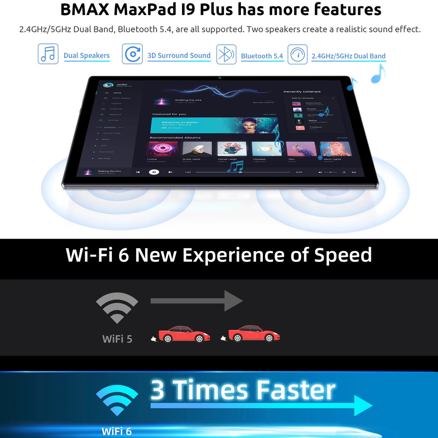 BMAX I9 Plus Tablet mit 10,1 Zoll IPS Display, 24 GB RAM, 128 GB ROM, Android 15, WIFI 6 und Bluetooth 5.4 - Bild 2