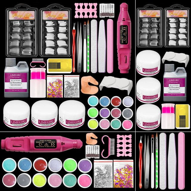 Limegirl Nagel Kit Set, 12 Glitter Acryl Pulver, Nail Art Zubehör - Bild 1