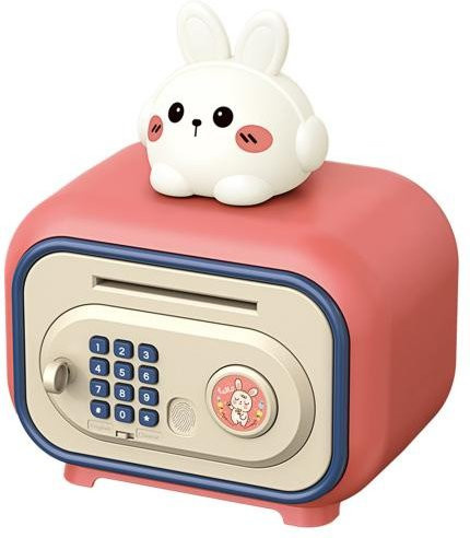 Elektronisches Sparschwein Rabbit, pink, Geldkassette mit Fingerabdruck - Bild 1