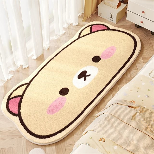 VIKAMA Rilakkuma Plüschteppich Beige, rutschfeste Bodenmatte für Kinderzimmer und Spielzimmer - Bild 1