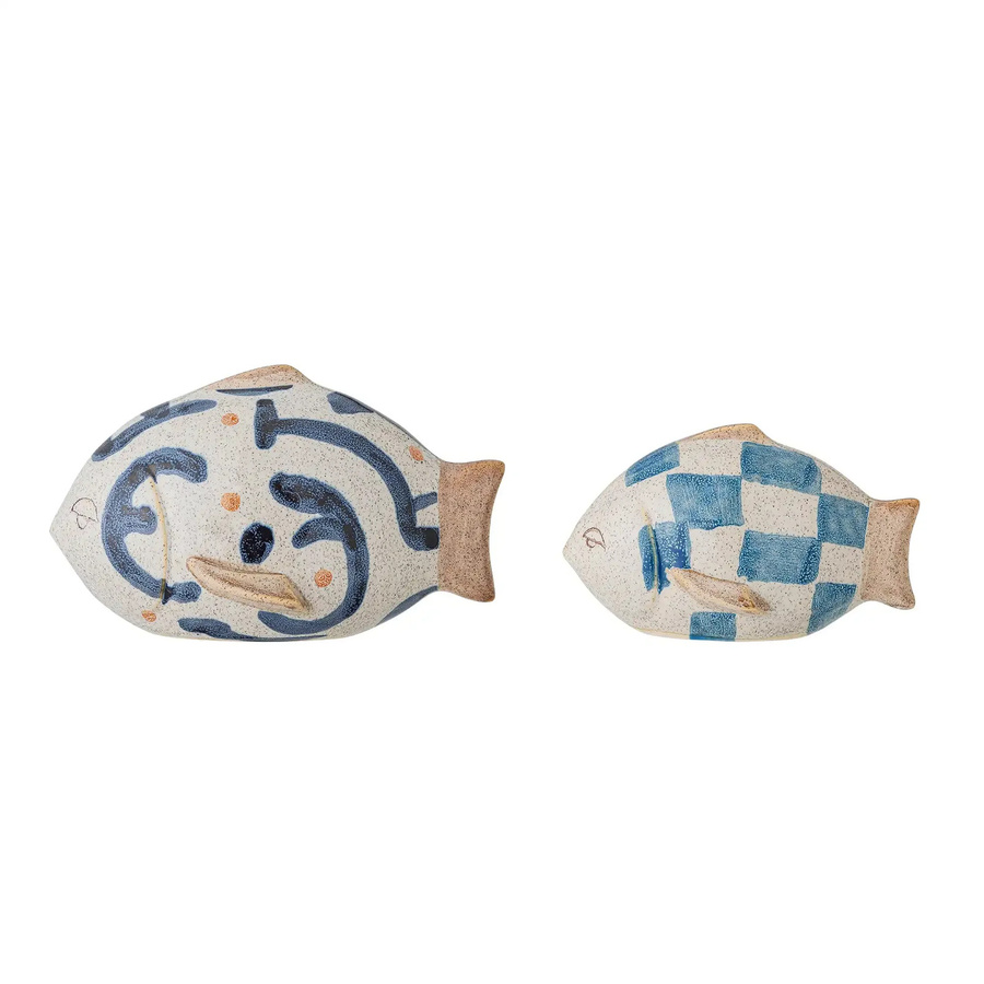 Bloomingville Eviaya Keramik Dekoration in Blau mit Fisch-Motiv im skandinavischen Design - Bild 1