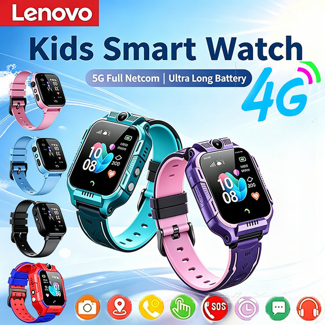 Lenovo Kinder-Smartwatch mit 4G, GPS und Kamera in Schwarz - Bild 1