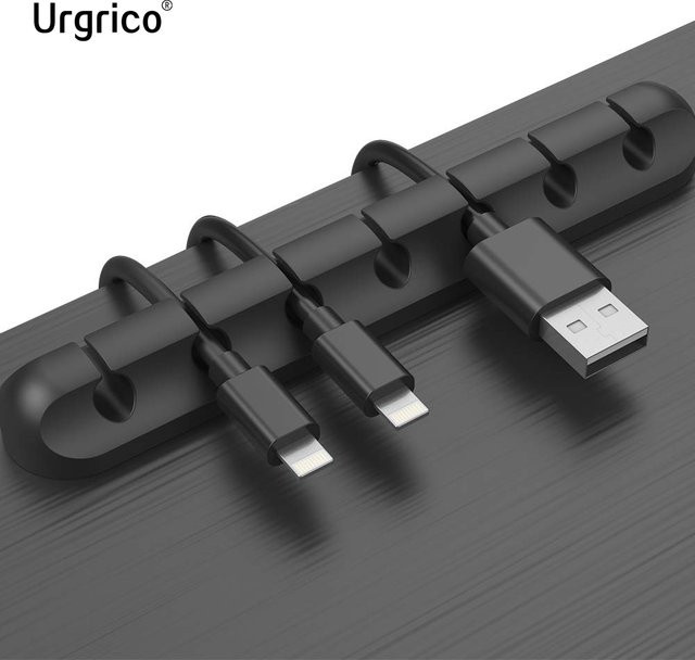 Urgrico USB-Datenkabel Organizer aus flexiblem Silikon für Elektronik und Auto in Schwarz oder Grau - Bild 1