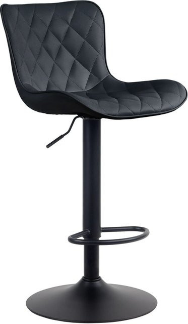 DELUKE Barhocker BOZON Barstuhl aus Kunstleder in Schwarz, höhenverstellbar, drehbar mit Lehne, B/T/H: 48 x 54 x 83 cm - Bild 1
